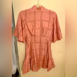 Missguided Pink Plaid Flutter Sleeve Skater Dress - size US 6